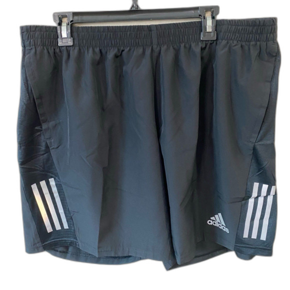 Adidas Shorts Men's Size 2XL Color Black White 3-Stripes Own the Run Lined - Picture 1 of 12